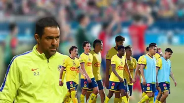 André Jardine serio y jugadores del América/ Foto Atlético de San Luis.