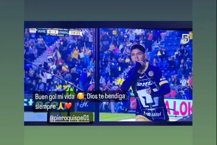 Piero Quispe le responde a su mamá tras el gol ante América