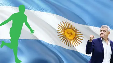 Bandera de Argentina tomada de Canva, con Aguirre,