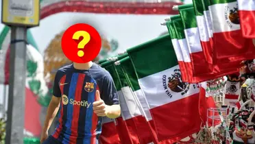 Banderas de México y jugador con el rostro tapado/Foto López Dóriga Digital.