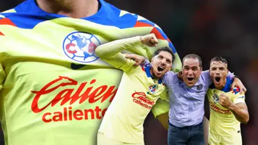 Camiseta del América, André Jardine y jugadores celebrando/ Foto Fútbol Total.