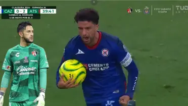 Captura de pantalla de Ignacio Rivero celebrando el gol de Cruz Azul tomada de TUDN.