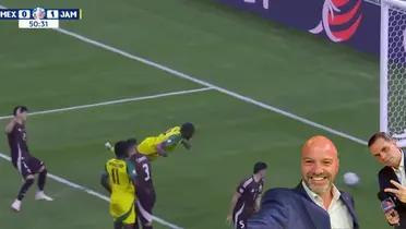Captura de pantalla tomada de TV Azteca del gol anulado a Jamaica