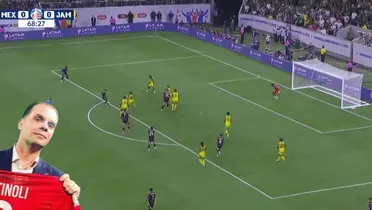 Captura de pantalla tomada de TV Azteca en gol de Arteaga.