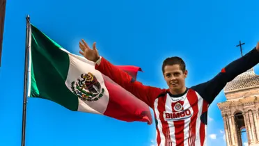 Chicharito Hernández festejando y bandera de México/ Foto VSD.