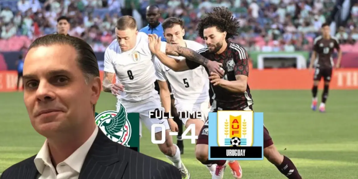Christian Martinoli junto al México vs Uruguay / FOTO X