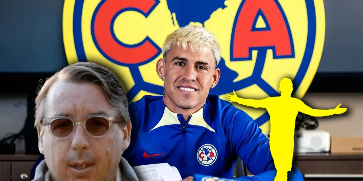 Cristian Calderón, Emilio Azcárraga y silueta de jugador/ Foto N+.