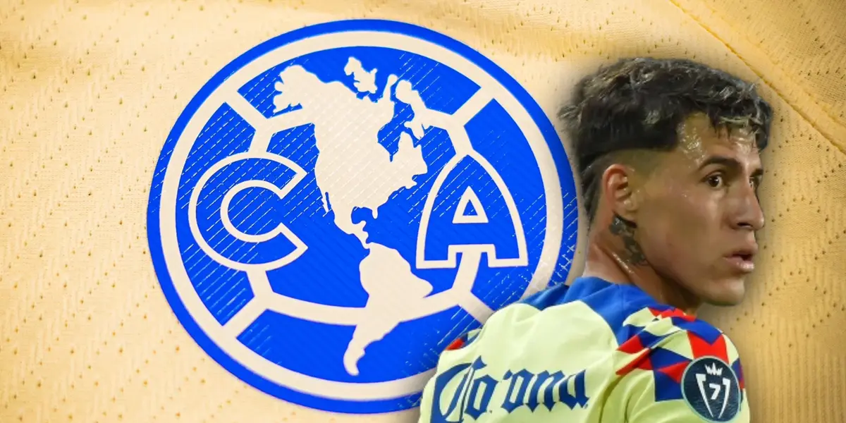 Cristian Calderón y logo de las Águilas/Foto Club América.