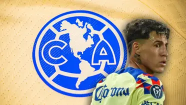 Cristian Calderón y logo de las Águilas/Foto Club América.