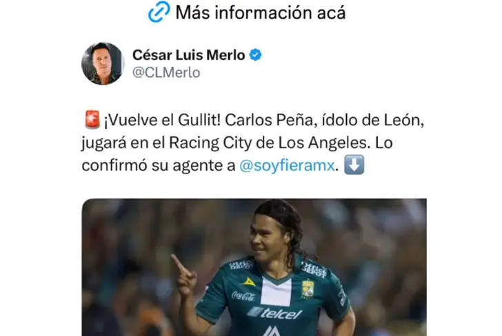 Carlos Peña comparte la nota de César Luis Merlo, vía Instagram