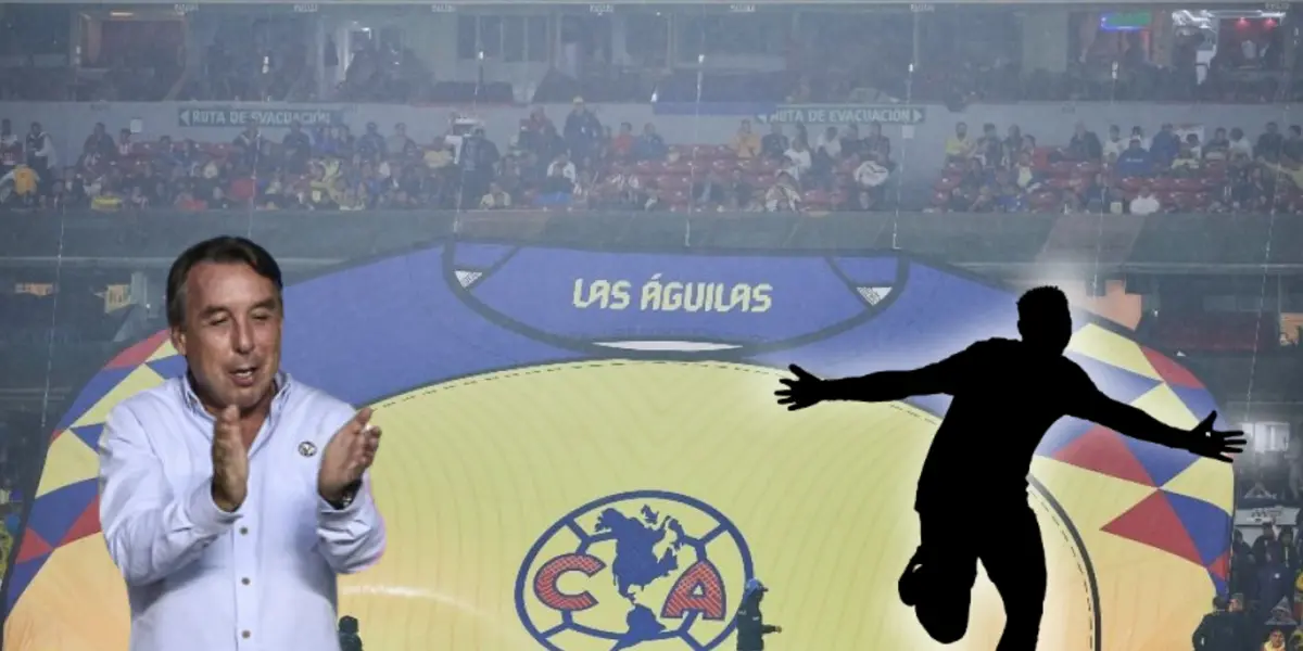 Emilio Azcárraga aplaudiendo y silueta de futbolista celebrando/ Foto Récord.
