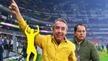 Emilio Azcárraga celebrando y silueta de futbolista/ Foto ESPN.