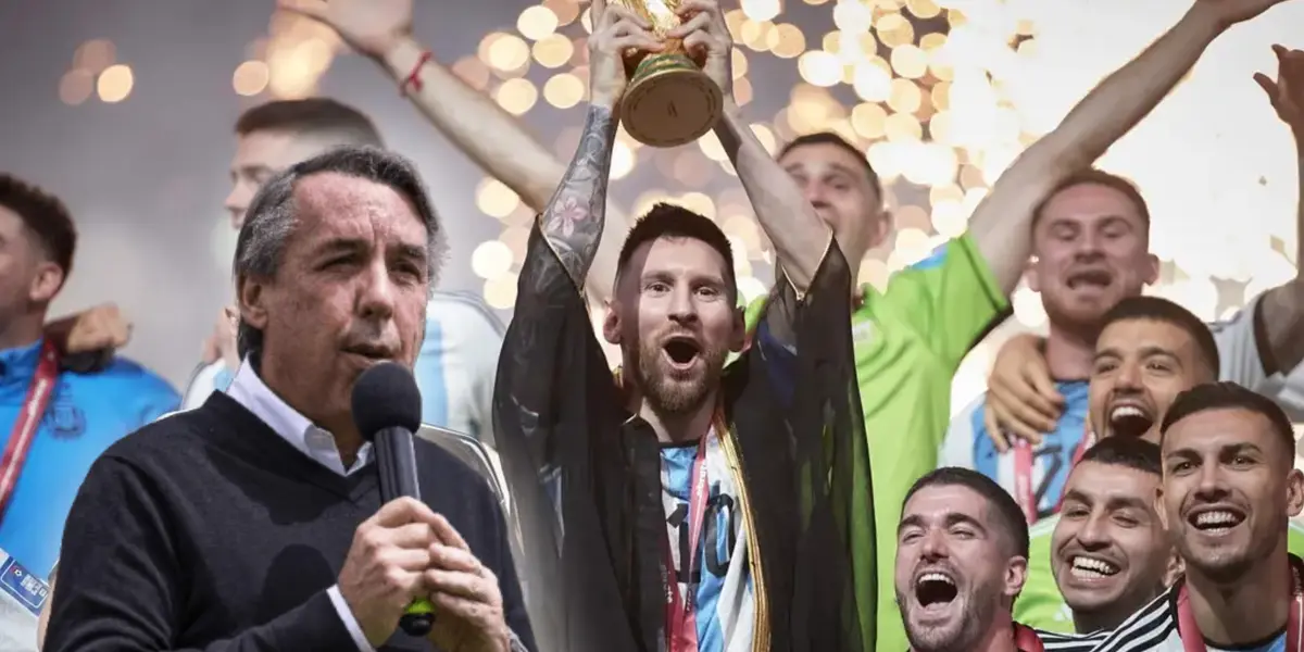 Emilio Azcárraga con micrófono y jugadores de Argentina levantado campeonato/ Foto Goal.