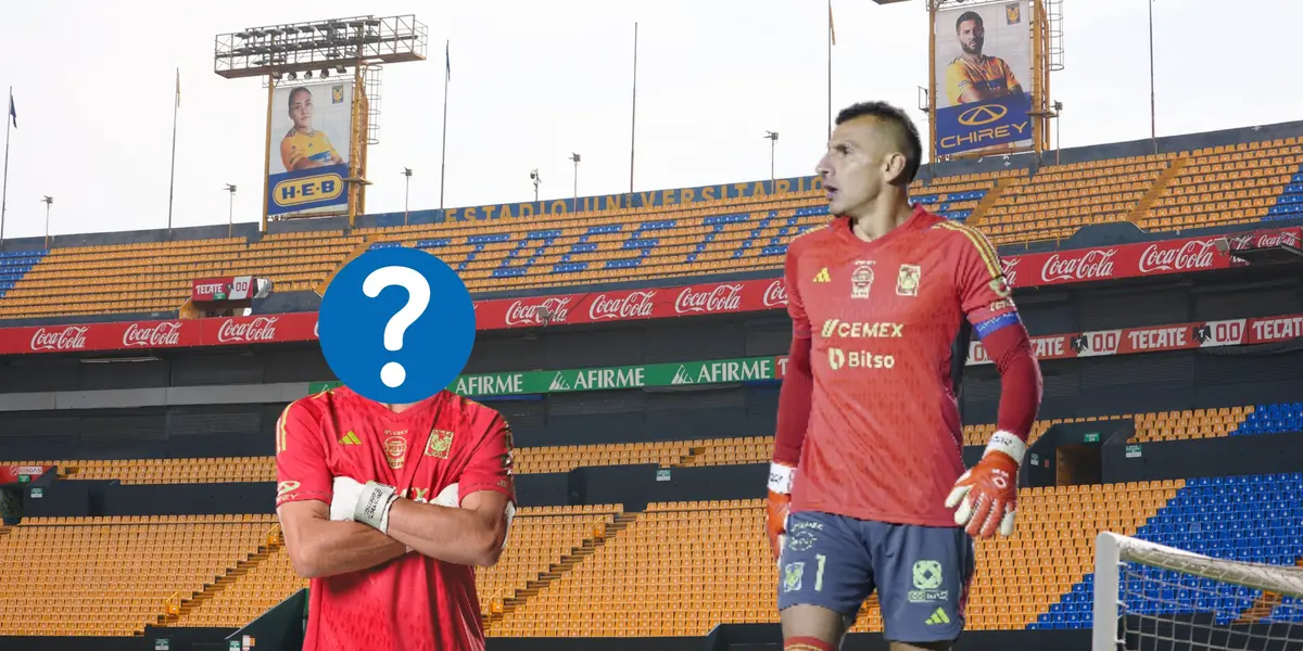 Estadio de Tigres, Nahuel Guzmán y otro arquero con el rostro tapado/ Foto Tigres oficial.