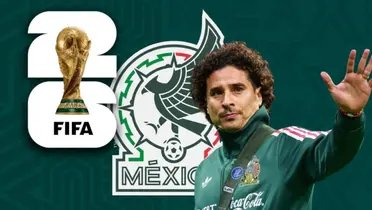 Guillermo Ochoa y logo de la FIFA/ Foto TV Azteca.