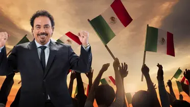 Hugo Sánchez junto a banderas mexicanas / FOTO ESPN