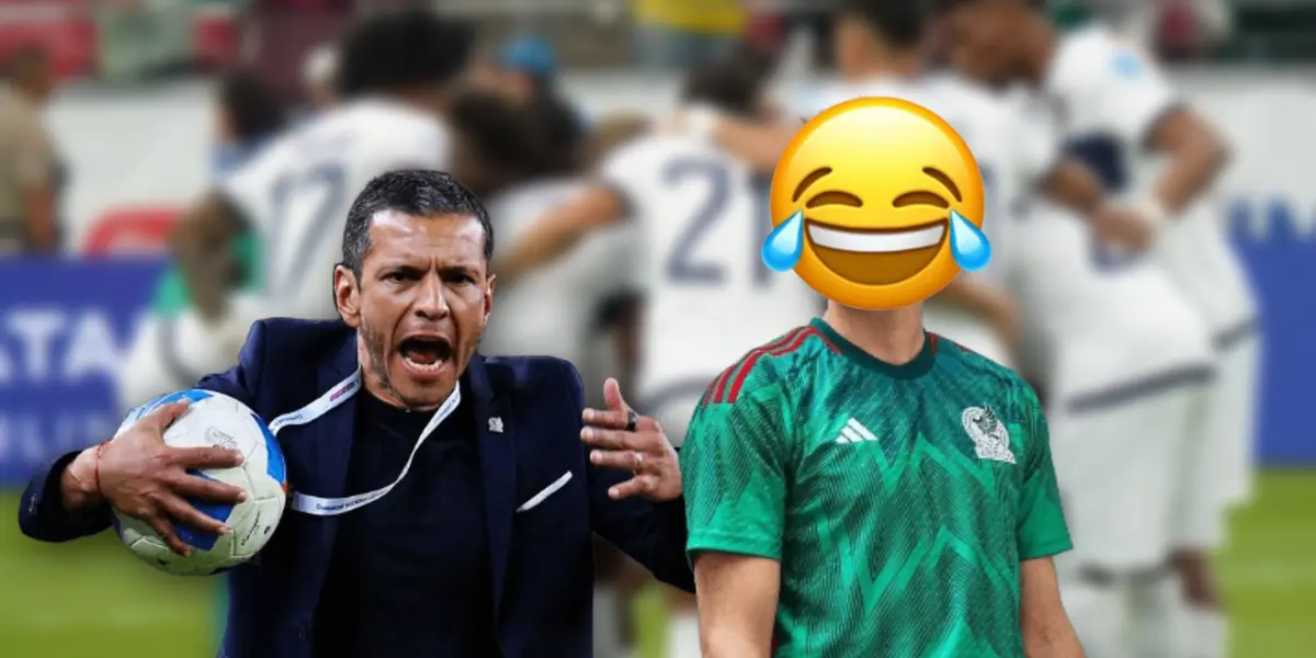 Jaime Lozano enojado y jugador de México con la cara tapada/ Foto ESPN.