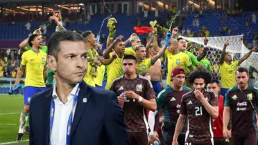 Jaime Lozano y jugadores de la Selección Mexicana y Brasil/Foto 365scores.
