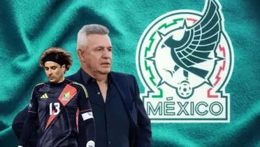 Javier Aguirre, Guillermo Ochoa y logo de Selección/Foto Uno TV.