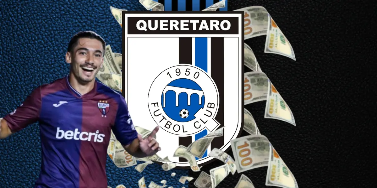 Jugador del Atlante junto al escudo del Querétaro FC / FOTO X