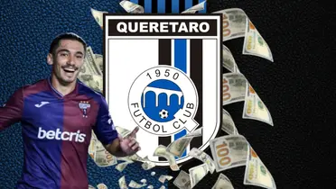 Jugador del Atlante junto al escudo del Querétaro FC / FOTO X