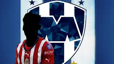Jugador incógnito de Chivas junto al escudo de Rayados / FOTO MEXSPORT
