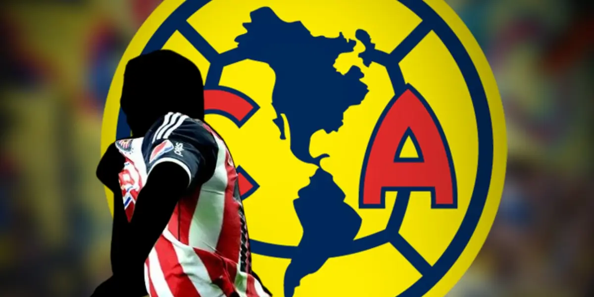 Jugador incógnito de Chivas junto al escudo del América / FOTO X
