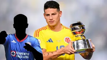 Jugador incógnito de Cruz Azul junto a James Rodríguez / FOTO GETTY IMAGES