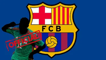 Jugador incógnito del Tri junto al escudo del Barcelona / FOTO IMAGO7