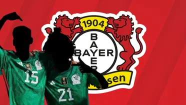 Jugadores incógnitos de la Selección Mexicana junto al escudo del Bayer Leverkusen / FOTO X