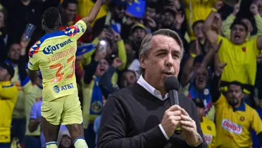 Julián Quiñones celebrando y Emilio Azcárraga con micrófono/Foto Marca.