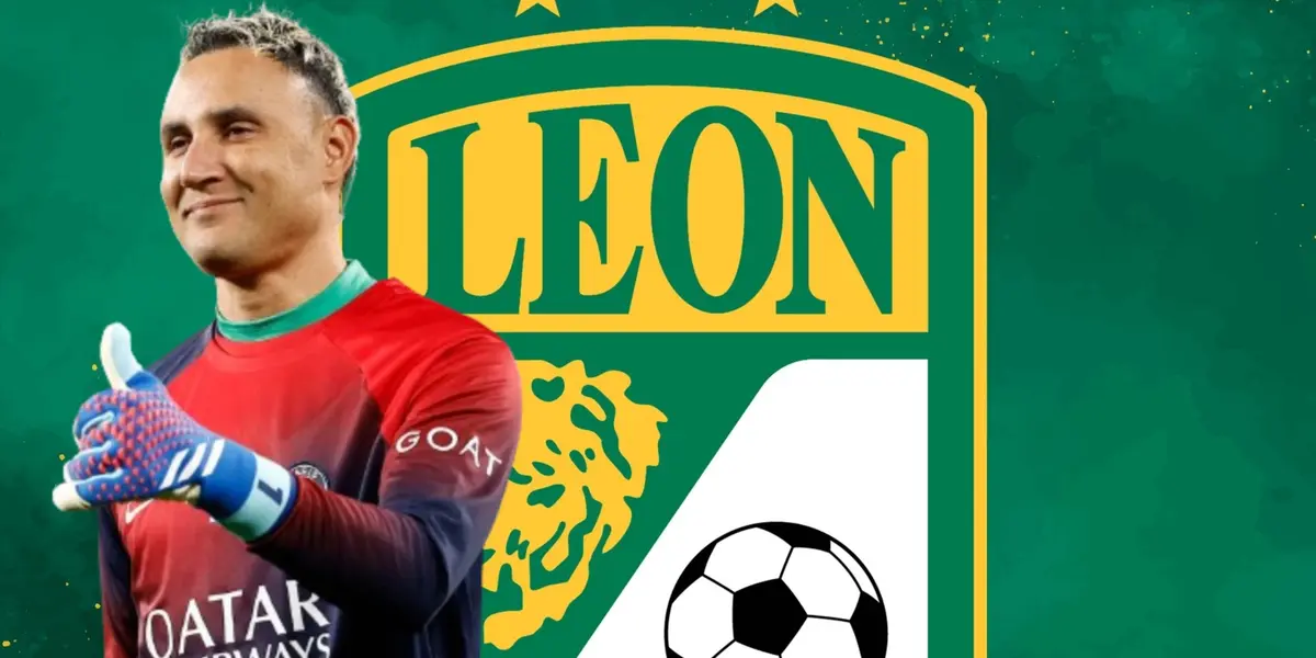 Keylor Navas junto al escudo del Club León / FOTO FACEBOOK