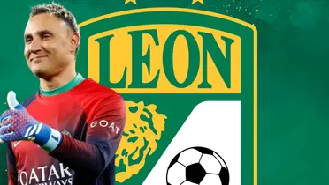 Keylor Navas junto al escudo del Club León / FOTO FACEBOOK