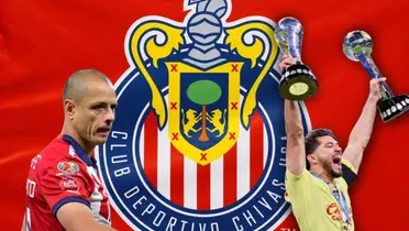 Logo de Chivas, Henry Martín celebrando y Javier Hernández/Foto CNN.