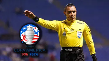 Marco Ortiz y logo de la Copa América./Foto López Dóriga Digital.
