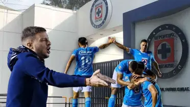 Martín Anselmi reclamando y jugadores de Cruz Azul/ Foto Fútbol Total.