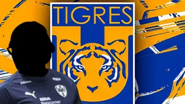 Personaje incógnito de Rayados junto al escudo de Tigres / FOTO IMAGO7