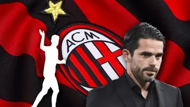 Silueta de futbolista diciendo adiós, Fernando Gago y escudo del AC Milan/ Foto Mediotiempo.