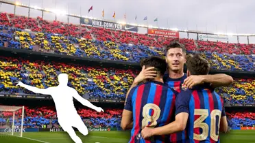Silueta de jugador y jugadores del Barcelona celebrando/Foto La Sexta.