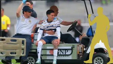 Suárez saliendo lesionado en el Pumas vs Pachuca. Foto: Récord