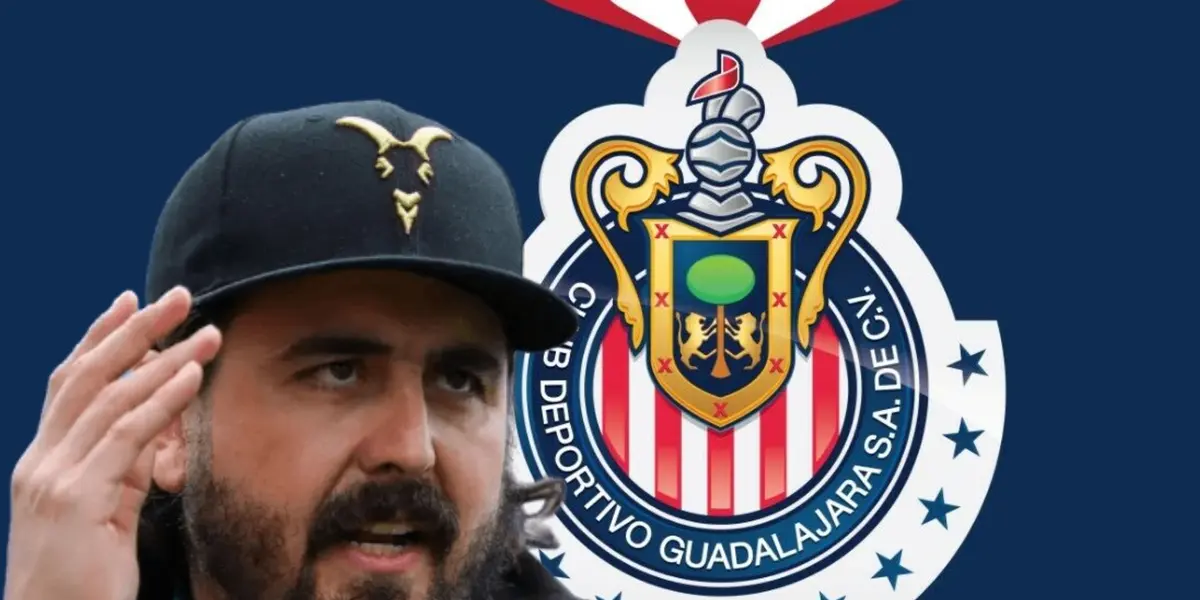 Amaury Vergara molesto y logo de Chivas/Foto Design Partners.