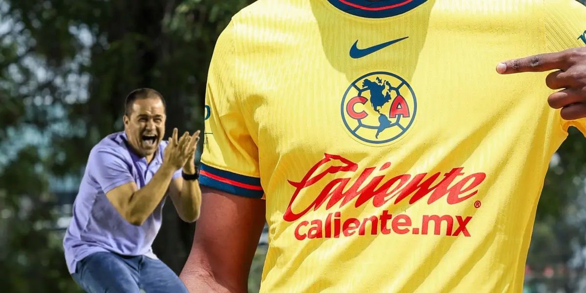 André Jardine celebrando y jugador de las Águilas/Foto Club América.