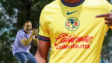 André Jardine celebrando y jugador de las Águilas/Foto Club América.