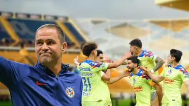 André Jardine y jugadores del América/Foto Estadios de México.