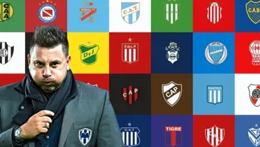 Antonio Mohamed junto a escudos del fútbol argentino / FOTO EL IMPARCIAL DE OAXACA