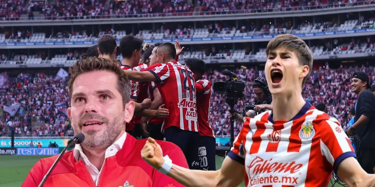 Armando González celebrando y Fernando Gago hablando/ Foto Chivas.