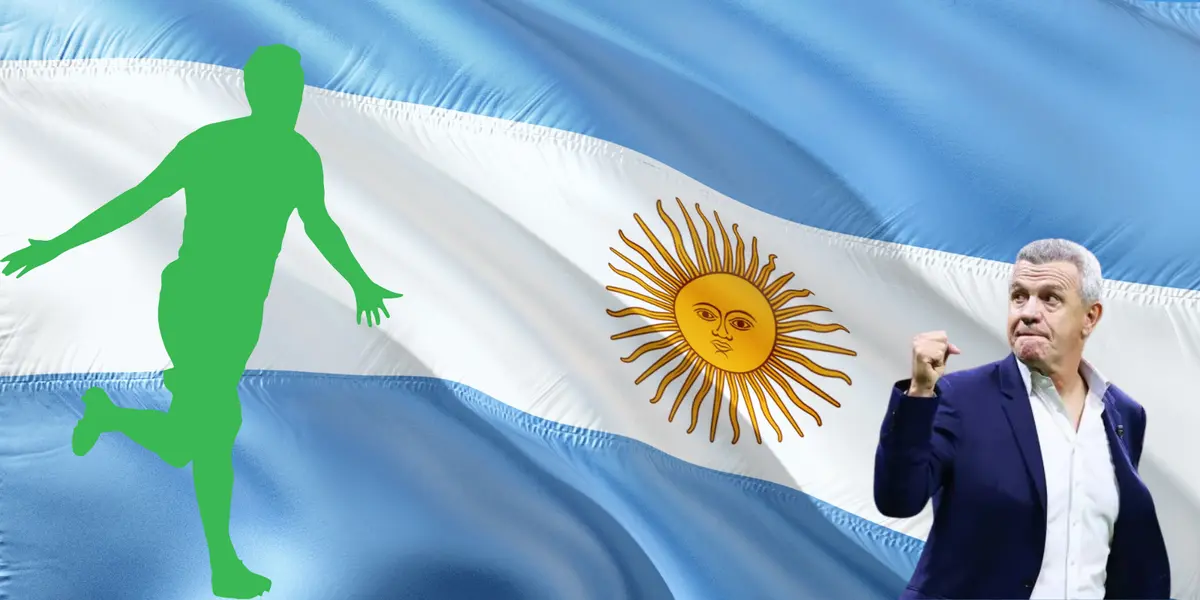 Bandera de Argentina tomada de Canva, con Aguirre,