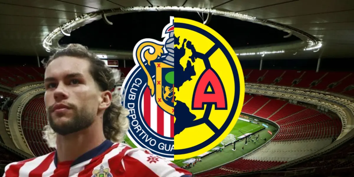 Cade Cowell junto al escudo de Chivas y América / FOTO BOLAVIP