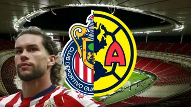 Cade Cowell junto al escudo de Chivas y América / FOTO BOLAVIP