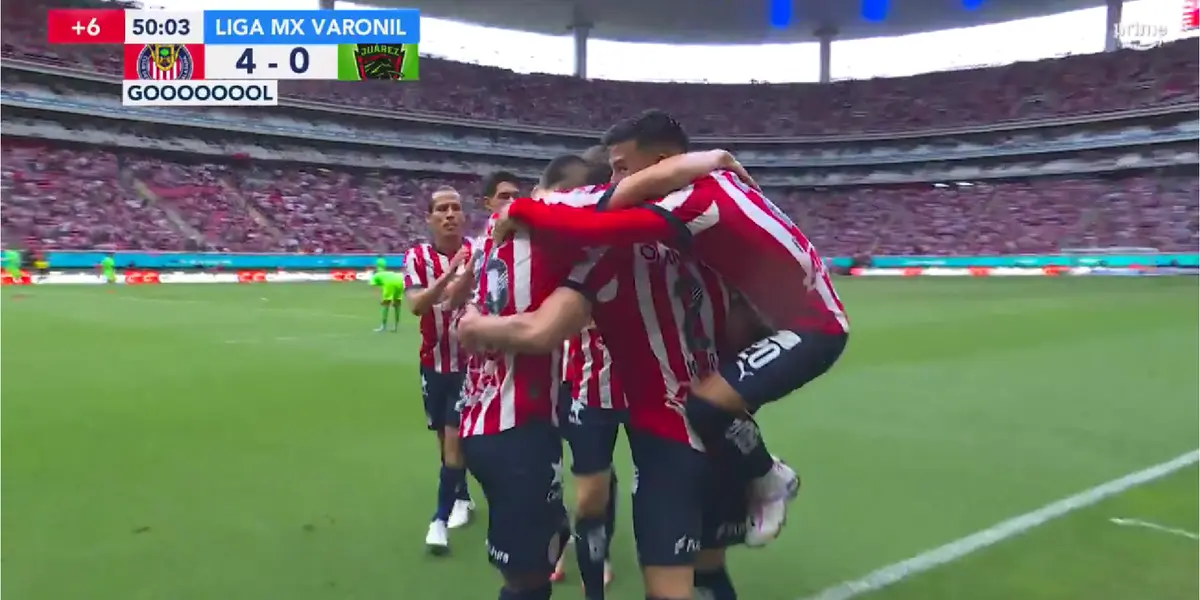 Captura de pantalla de Amazon del cuarto gol de Chivas